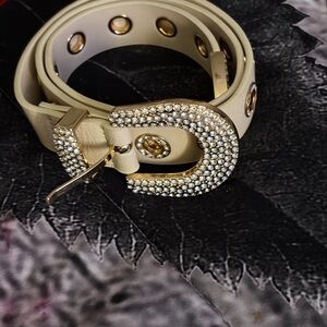 Elegant Cream Belt with Gold Accents